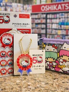 Hello Kitty 50th Anniversary Keychain & Flat Pouch 💖 Sanrio • Kawaii Collectibl